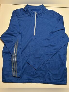 adidas Navy Blue Fleece Quarter Zip with Silver Zipper and Grey Striping - 2XL